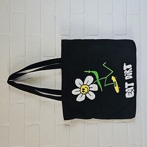 Black Tote Bag with Floral Design